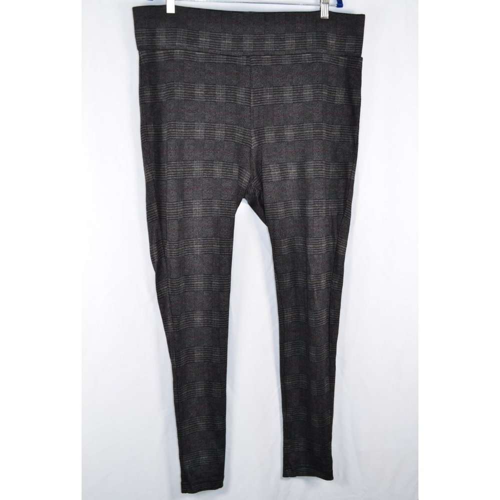 Tahari Hi-Rise Plaid Pull-On Tapered Pants Gray/Black Size XXl
